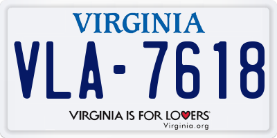 VA license plate VLA7618