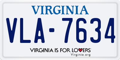 VA license plate VLA7634