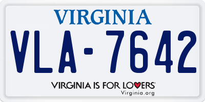 VA license plate VLA7642