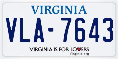 VA license plate VLA7643