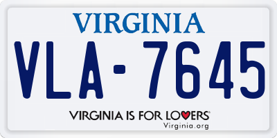 VA license plate VLA7645