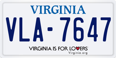 VA license plate VLA7647