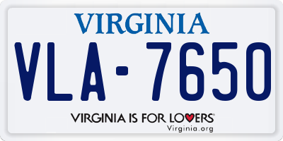 VA license plate VLA7650