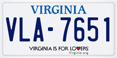 VA license plate VLA7651