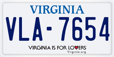 VA license plate VLA7654