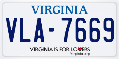 VA license plate VLA7669