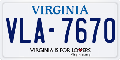VA license plate VLA7670