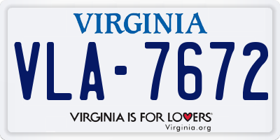 VA license plate VLA7672