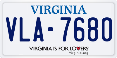 VA license plate VLA7680