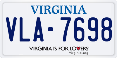 VA license plate VLA7698
