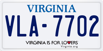 VA license plate VLA7702