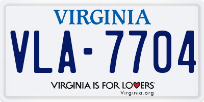 VA license plate VLA7704
