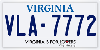 VA license plate VLA7772