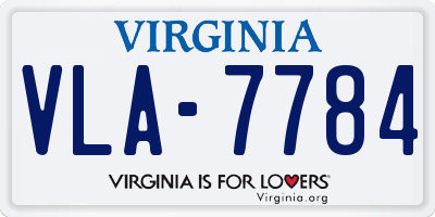 VA license plate VLA7784