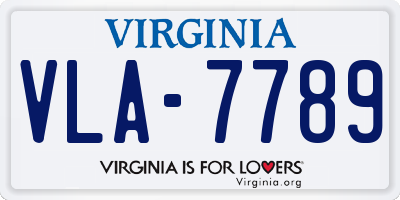 VA license plate VLA7789