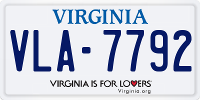 VA license plate VLA7792