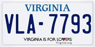 VA license plate VLA7793