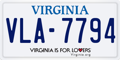 VA license plate VLA7794