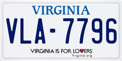 VA license plate VLA7796