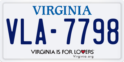 VA license plate VLA7798