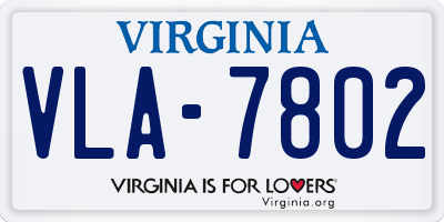 VA license plate VLA7802