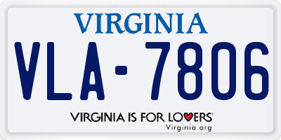VA license plate VLA7806