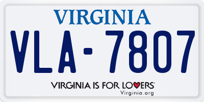 VA license plate VLA7807