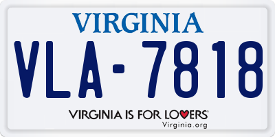 VA license plate VLA7818