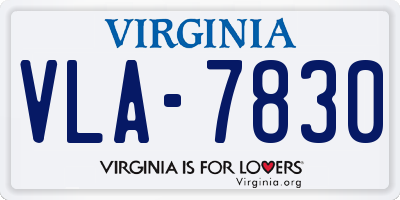 VA license plate VLA7830