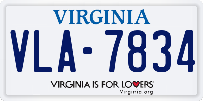 VA license plate VLA7834