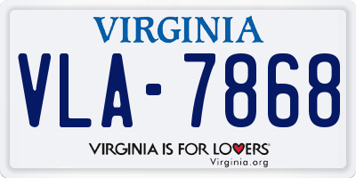 VA license plate VLA7868