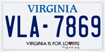 VA license plate VLA7869
