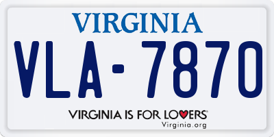 VA license plate VLA7870