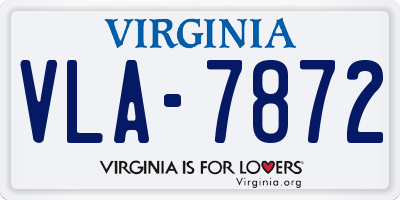 VA license plate VLA7872