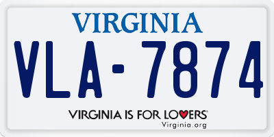 VA license plate VLA7874