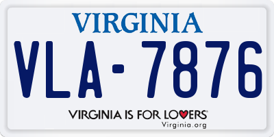 VA license plate VLA7876