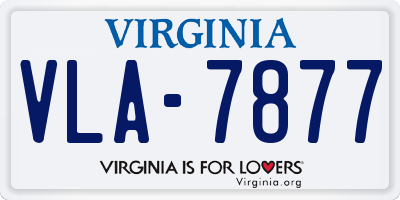 VA license plate VLA7877