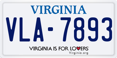 VA license plate VLA7893
