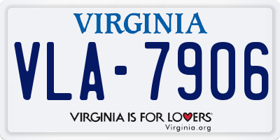 VA license plate VLA7906