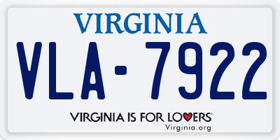 VA license plate VLA7922