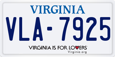 VA license plate VLA7925