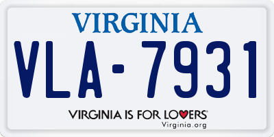 VA license plate VLA7931