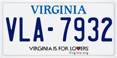 VA license plate VLA7932