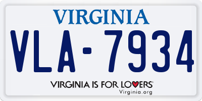 VA license plate VLA7934