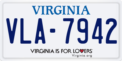 VA license plate VLA7942