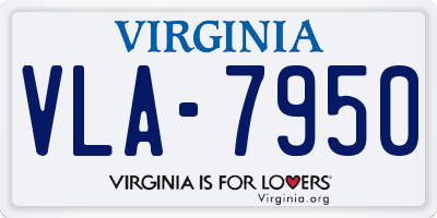 VA license plate VLA7950
