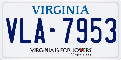 VA license plate VLA7953