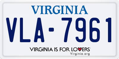 VA license plate VLA7961