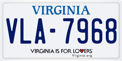 VA license plate VLA7968