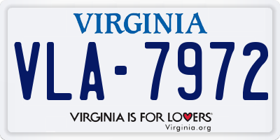 VA license plate VLA7972